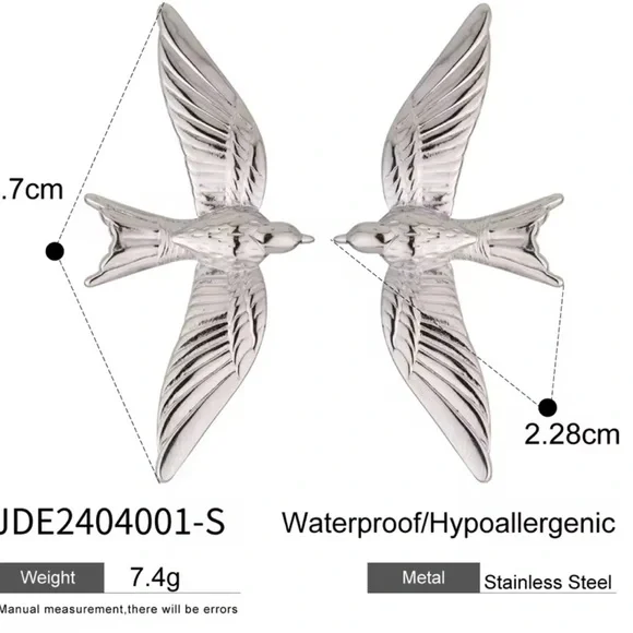 Stainless Steel 18k Gold Plated Vintage Stereoscopic Bird Earrings for Women - Picture 4 of 7